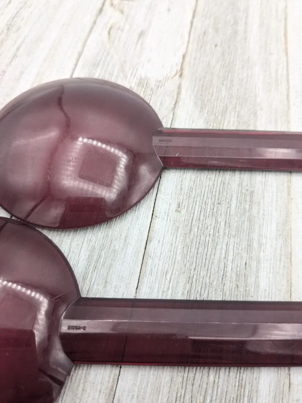 Tupperware Sheerly Elegant Cranberry 2 Salad Spoons Sporks Serving Utensil 12